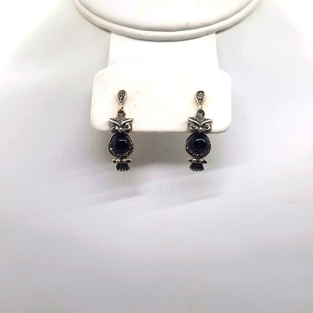 925 Sterling Silver Owl Earrings
